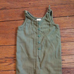 Hanna Andersson Cotton Gauze Doublecloth Overalls Olive Green 75cm 12-18 months